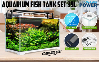 Aquarium Starfire Glass Fish Tank Set Filter Pump 39L - view 2