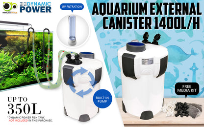 Aquarium UV Light External Canister Filter 1400L/H + Media Kit - view 2