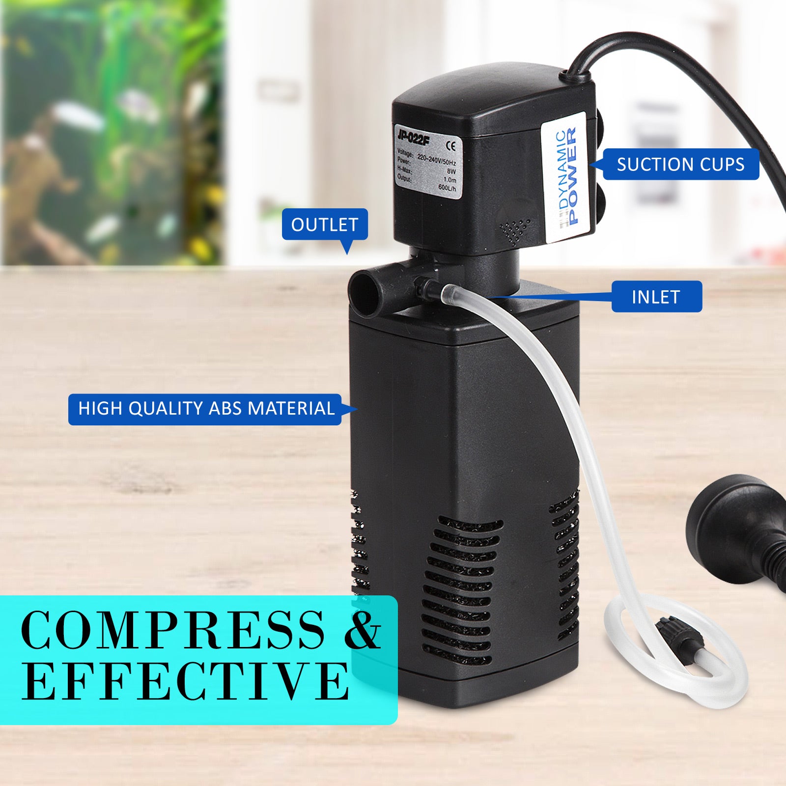 Aquarium Submersible Filter Pond Pump 600L/H 8W 1m - view 4