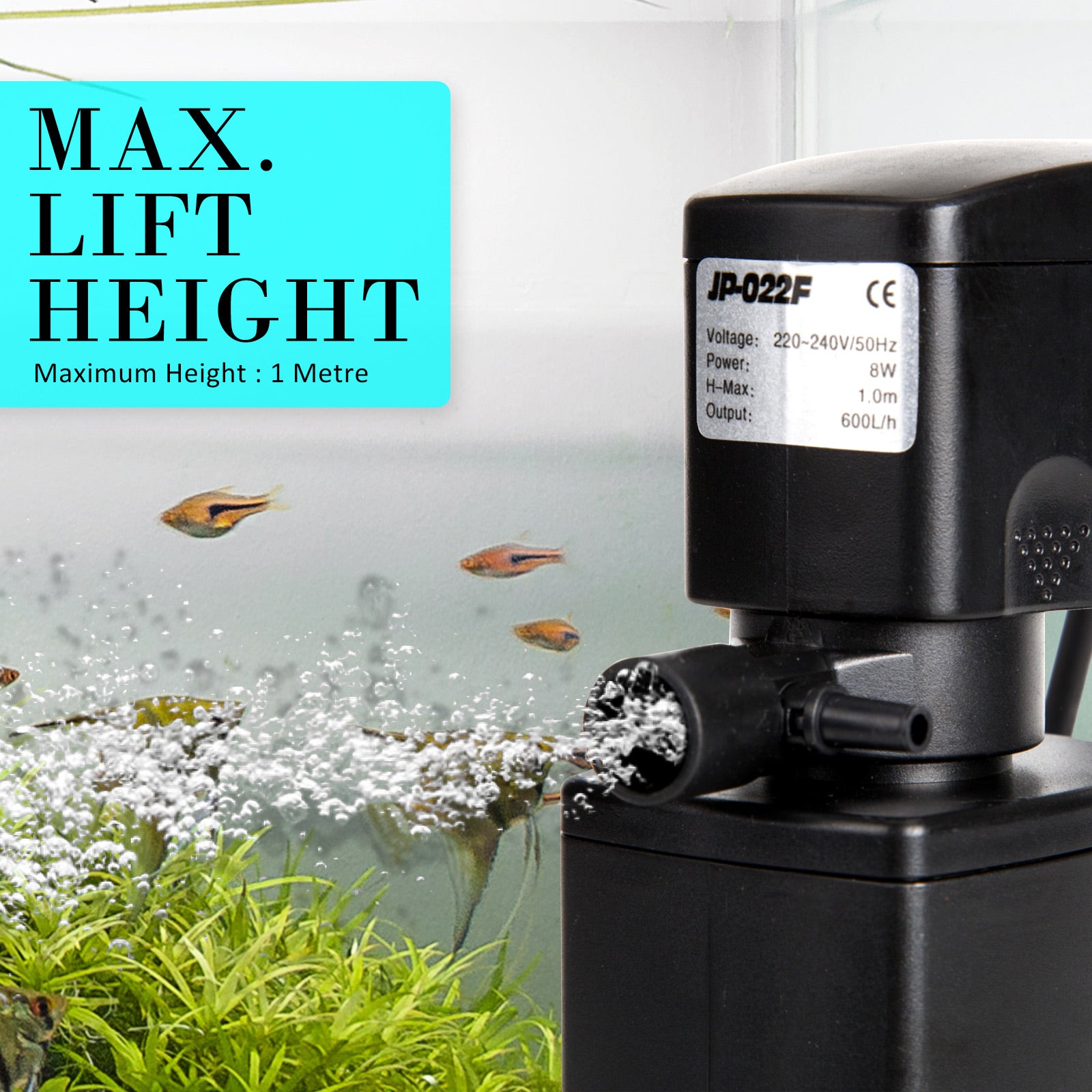 Aquarium Submersible Filter Pond Pump 600L/H 8W 1m - view 7