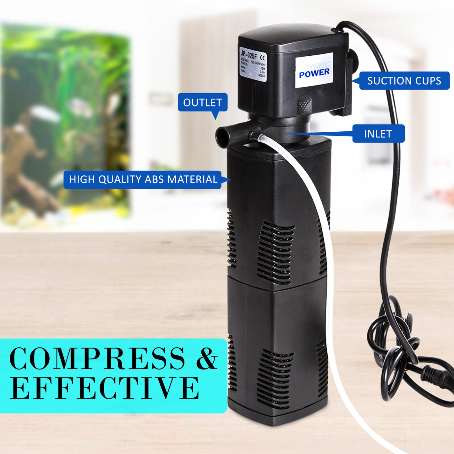 Aquarium Submersible Filter Pond Pump 1600L/H 35W 2.5m - view 3