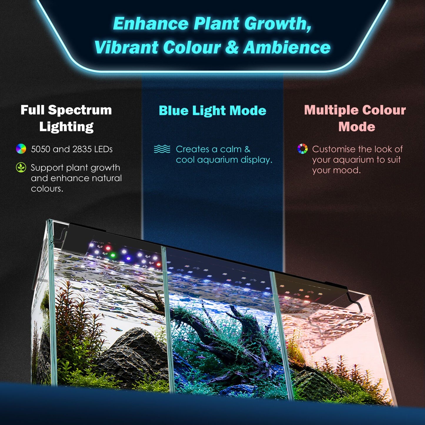 Dynamic Power Planted Aquarium LED Light Day Night Cycle Full Spectrum 12W 26cm - view 3