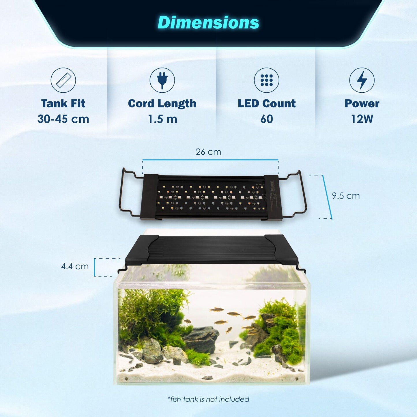 Dynamic Power Planted Aquarium LED Light Day Night Cycle Full Spectrum 12W 26cm - view 10