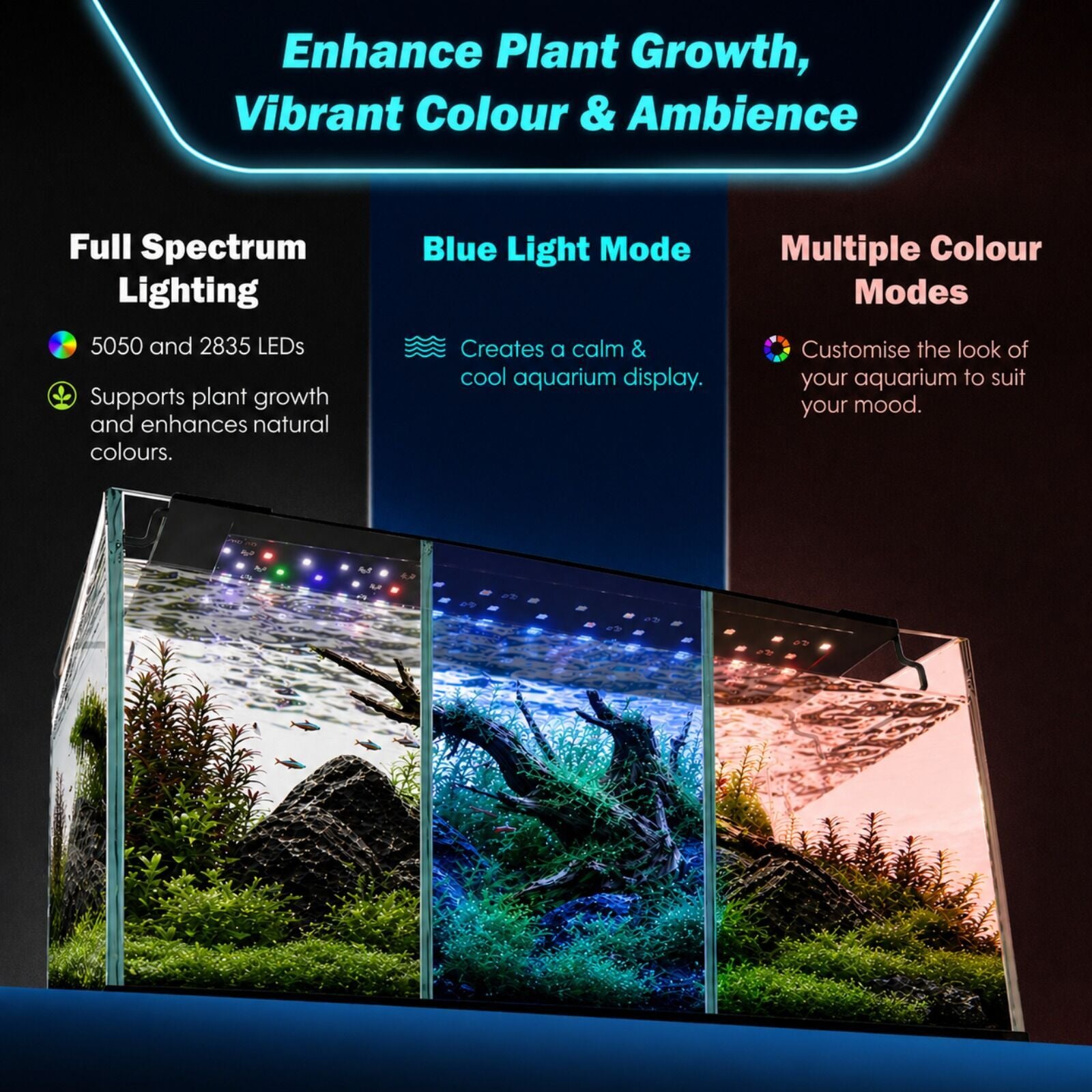 Dynamic Power Planted Aquarium LED Light Day Night Cycle Full Spectrum 18W 40cm - view 3