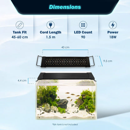 Dynamic Power Planted Aquarium LED Light Day Night Cycle Full Spectrum 18W 40cm - view 10