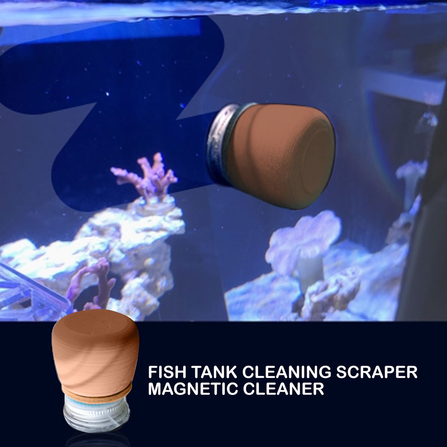 Fish Tank Corner Moss Magnet Scraper Glass Algae Cleaner Magnetic Scrubber BROWN - view 2