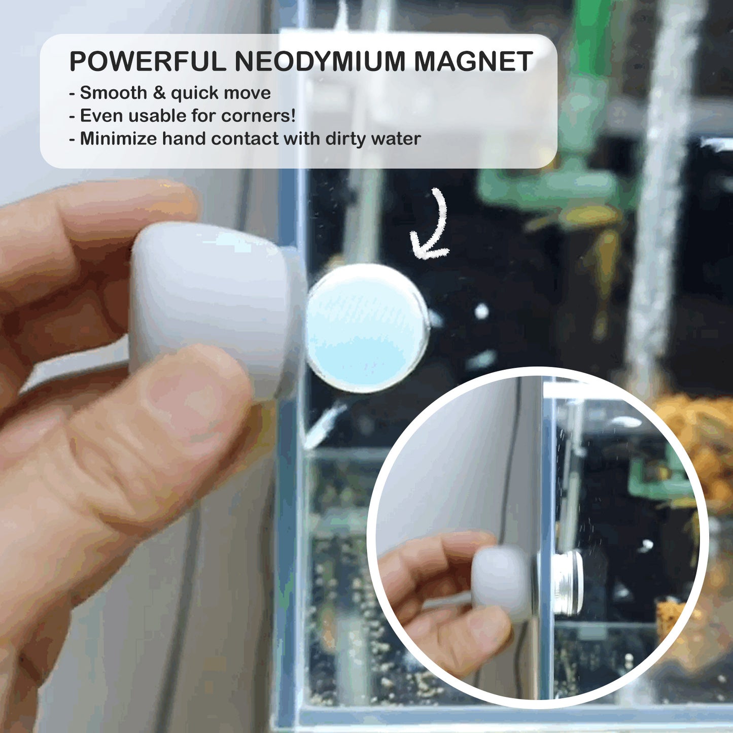 Fish Tank Corner Moss Magnet Scraper Glass Algae Cleaner Magnetic Scrubber GREY - view 6
