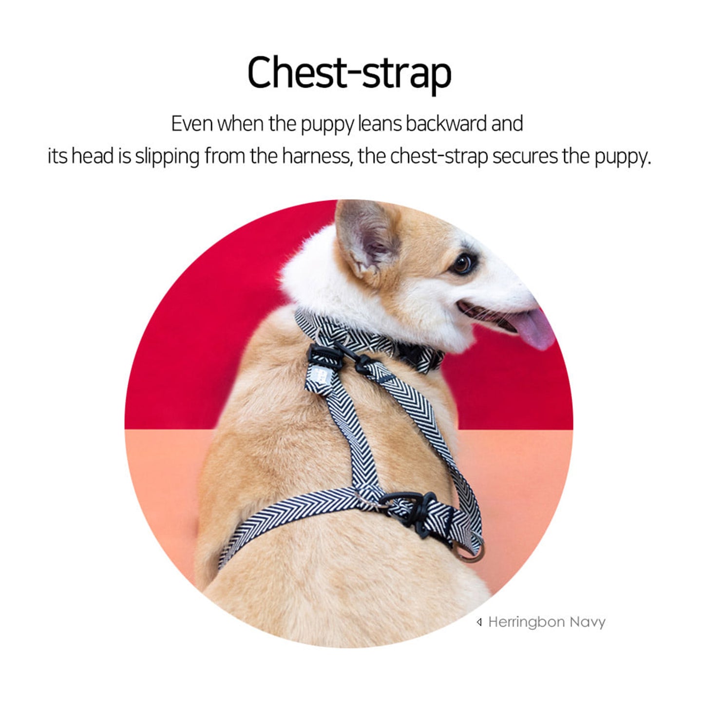 Dog Double-Lined Straps Harness Adjustable L MARBLE PINK - view 3