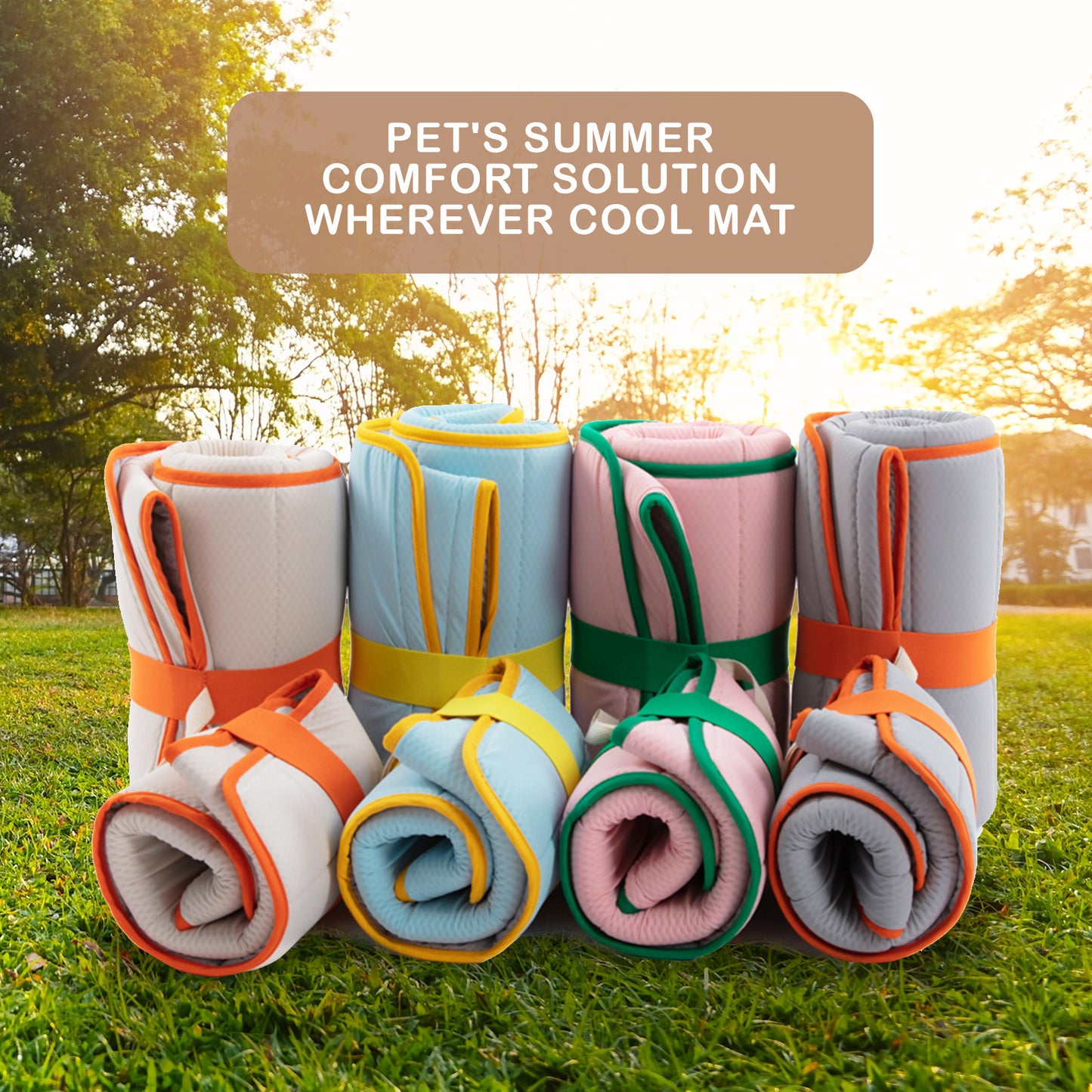 Pet Dog Cooling Mat Non-Slip Travel Roll Up Cool Pad Bed Outdoor M BLUE - view 2
