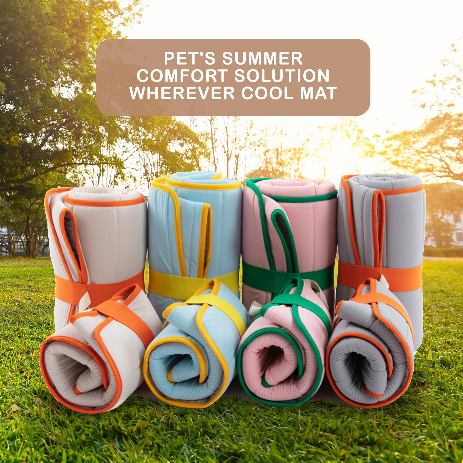 Pet Dog Cooling Mat Non-Slip Travel Roll Up Cool Pad Bed Outdoor M BLUE - view 2