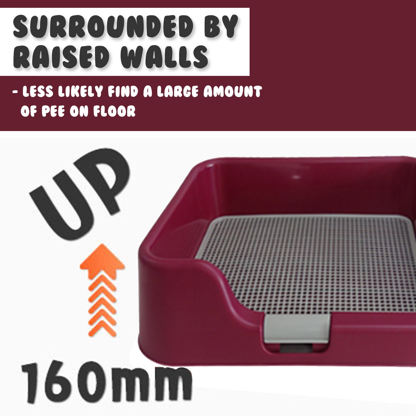Dog Pet Potty Tray Training Toilet Raised Walls T1 WINE - view 3