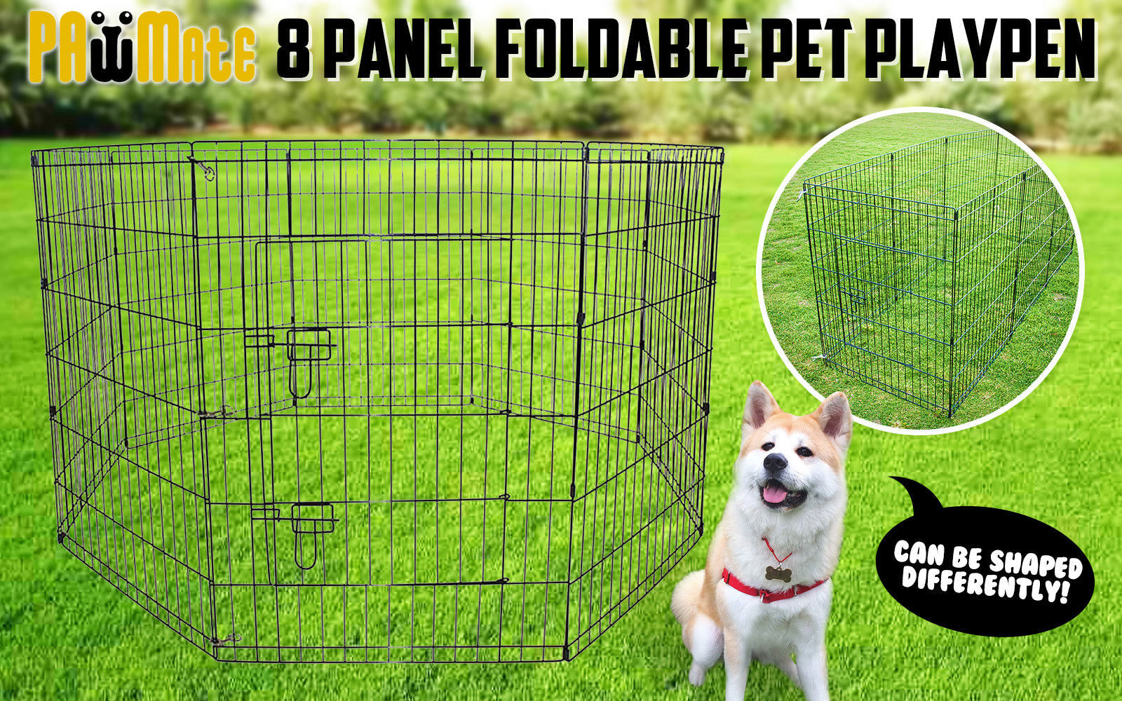 Pet Playpen Foldable Dog Cage 8 Panel 30in - view 2