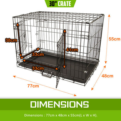 Wire Dog Cage Foldable Crate Kennel 30in with Tray - view 9