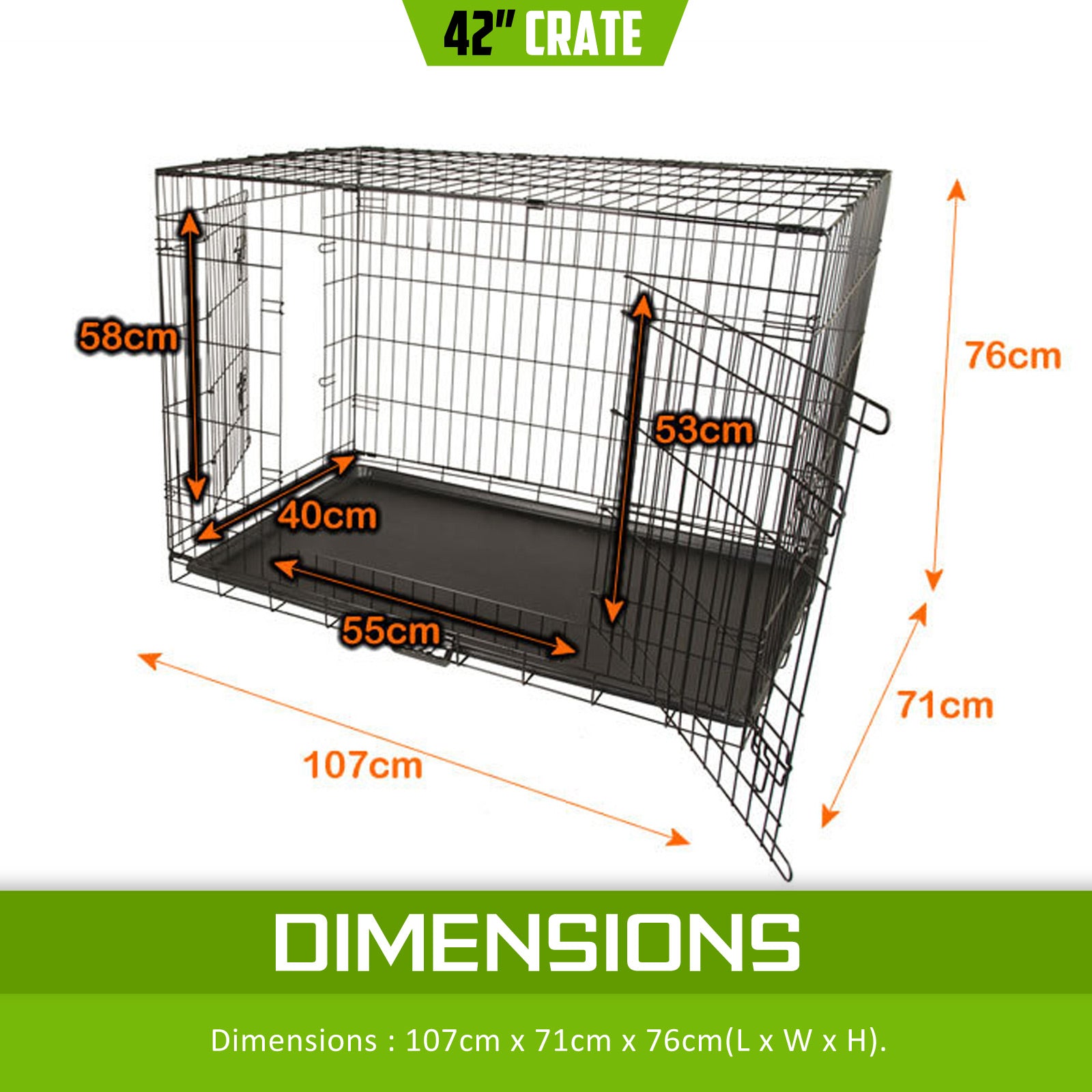 Wire Dog Cage Foldable Crate Kennel 42in with Tray - view 9