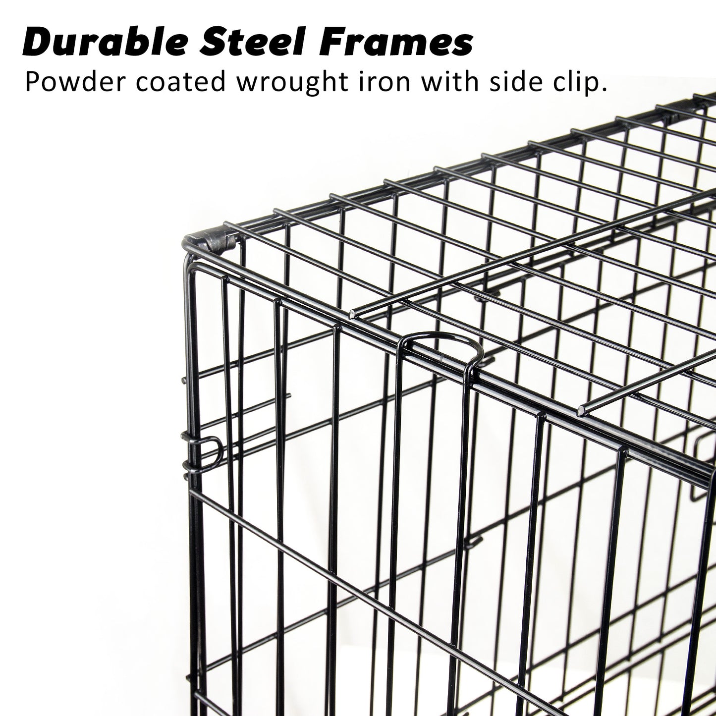 Wire Dog Cage Foldable Crate Kennel 30in with Tray + Cushion Mat Combo - view 3
