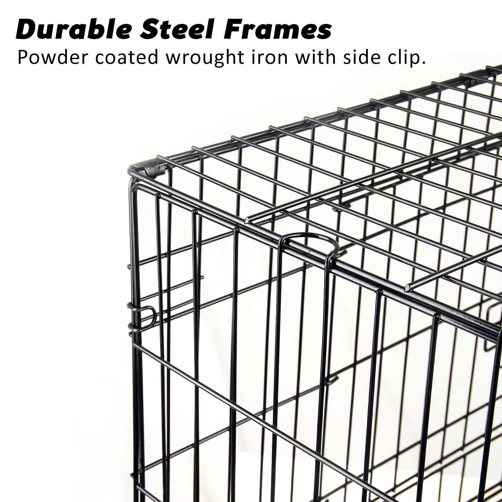 Wire Dog Cage Foldable Crate Kennel 30in with Tray + Cushion Mat Combo - view 3