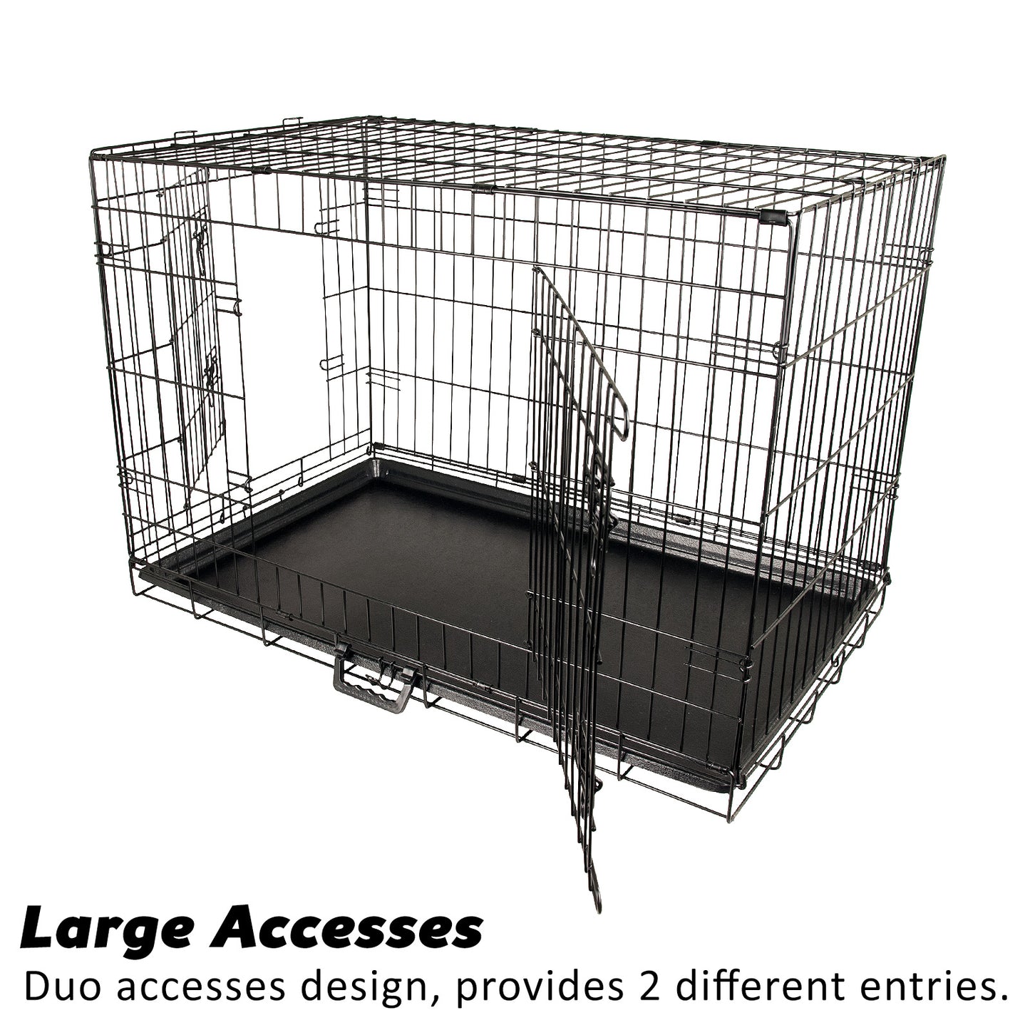 Wire Dog Cage Foldable Crate Kennel 30in with Tray + Cushion Mat Combo - view 5