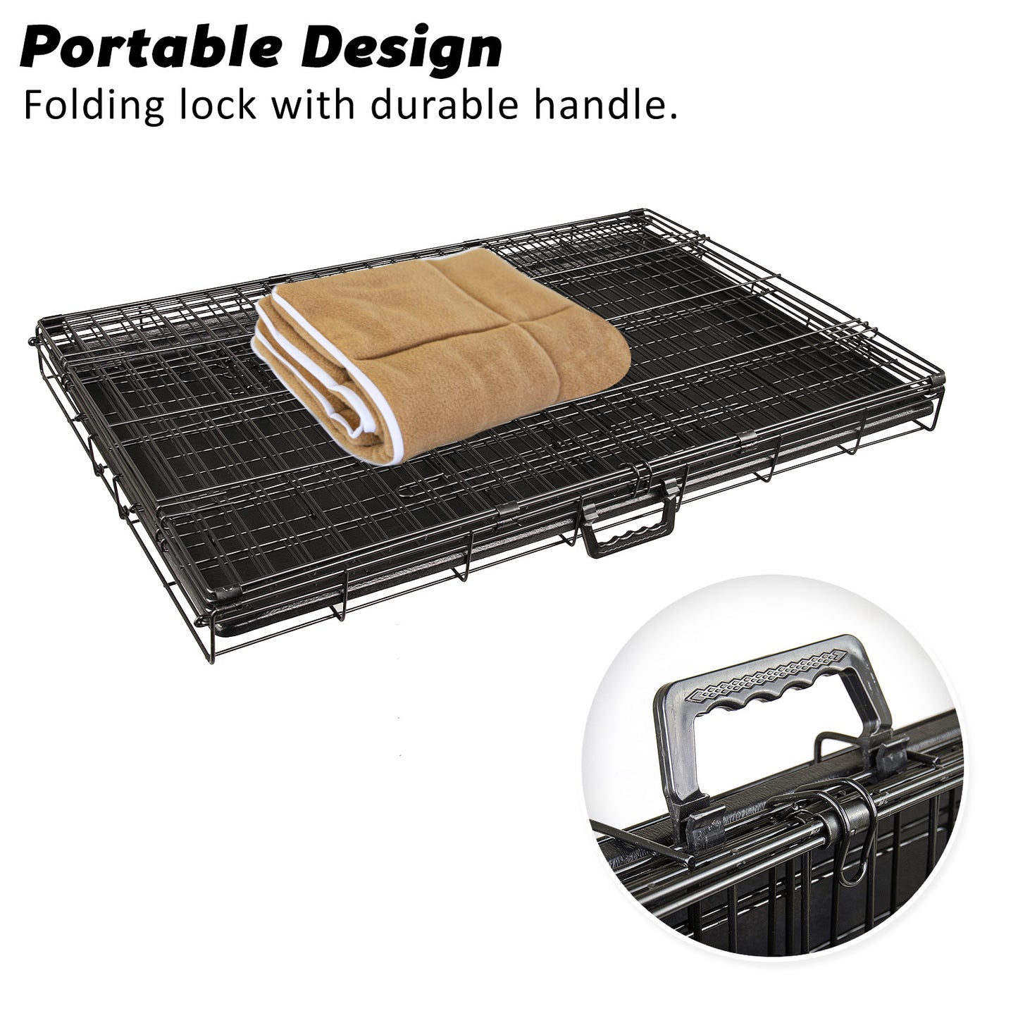 Wire Dog Cage Foldable Crate Kennel 30in with Tray + Cushion Mat Combo - view 8