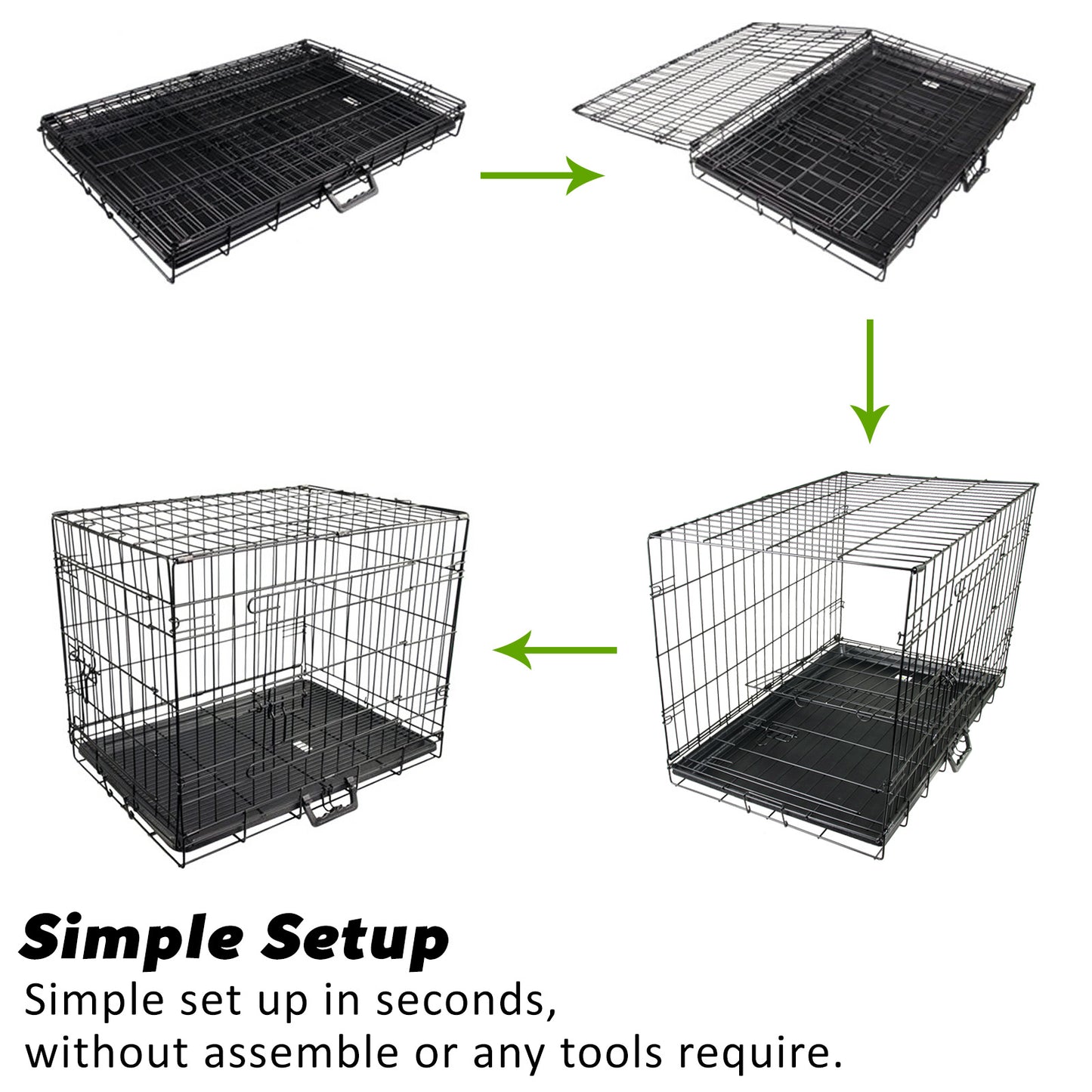 Wire Dog Cage Foldable Crate Kennel 30in with Tray + Cushion Mat Combo - view 9