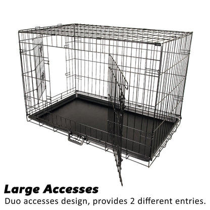 Wire Dog Cage Foldable Crate Kennel 42in with Tray + Cushion Mat Combo - view 5
