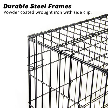 Wire Dog Cage Foldable Crate Kennel 48in with Tray + Cushion Mat Combo - view 3