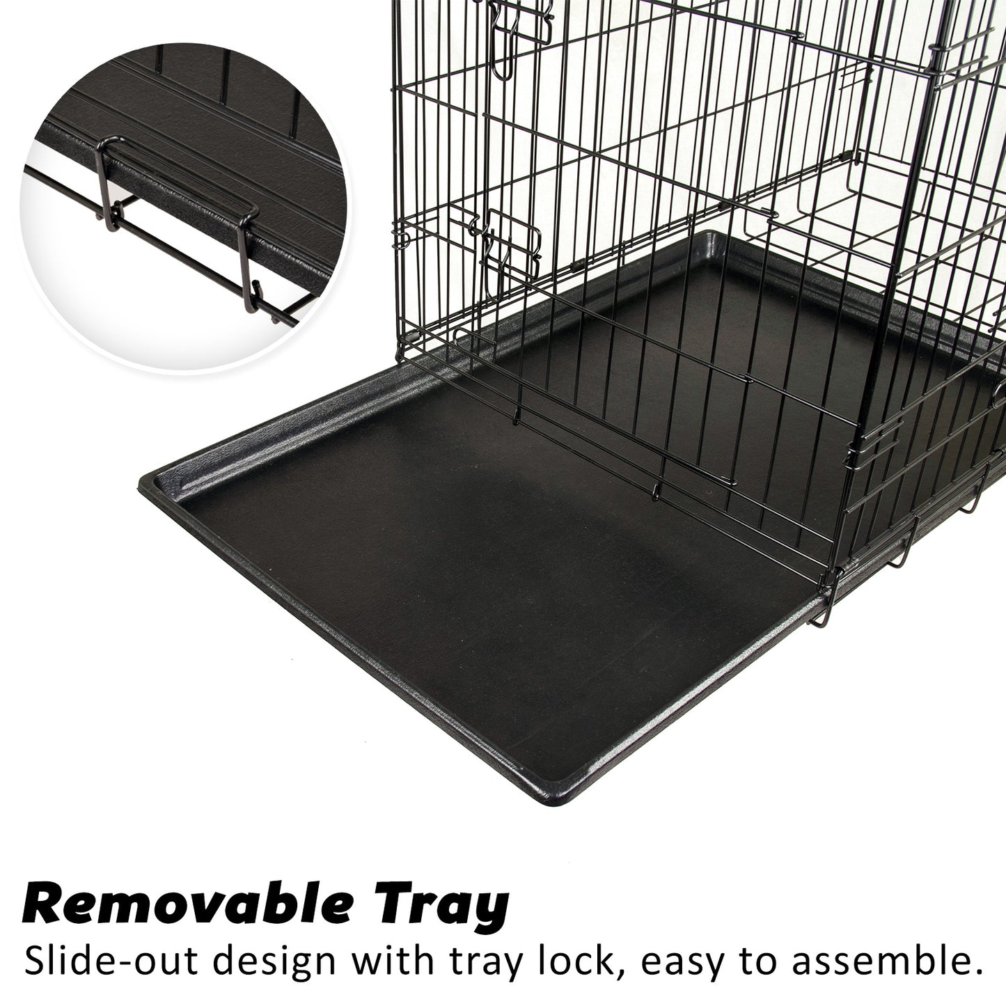 Wire Dog Cage Foldable Crate Kennel 48in with Tray + Cushion Mat Combo - view 4