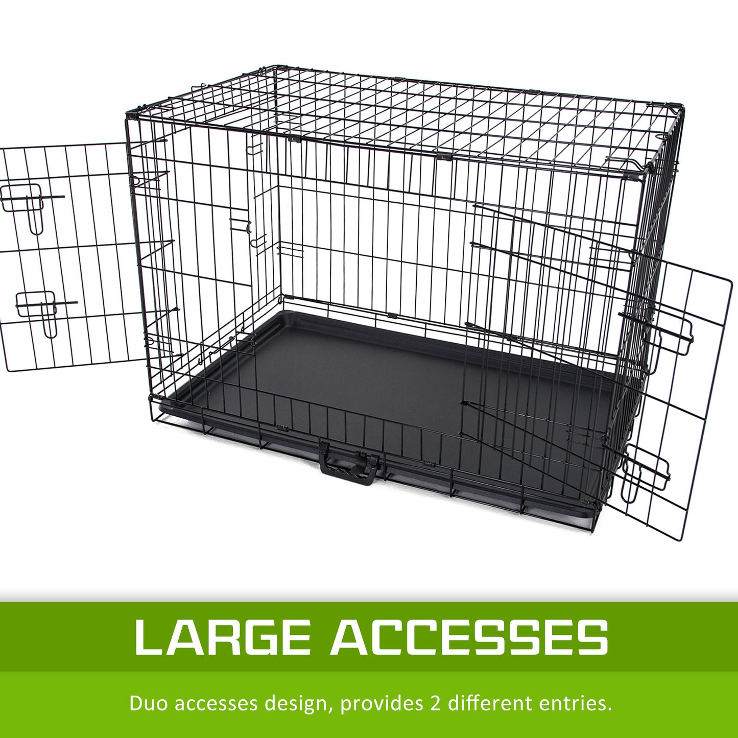 Wire Dog Cage Foldable Crate Kennel 30in with Tray + BLUE Cover Combo - view 7