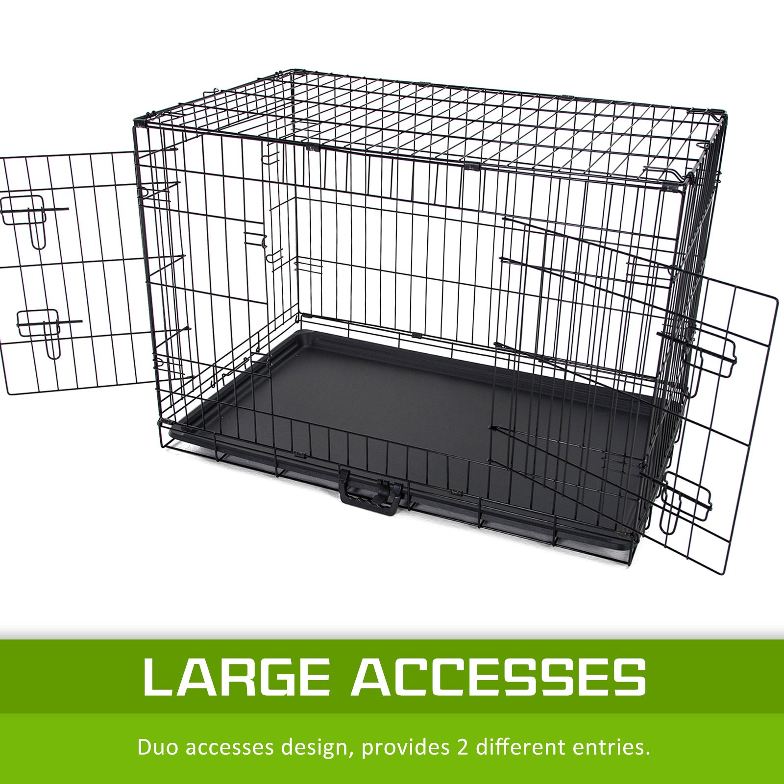 Wire Dog Cage Foldable Crate Kennel 30in with Tray + BLUE Cover Combo - view 7