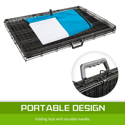 Wire Dog Cage Foldable Crate Kennel 30in with Tray + BLUE Cover Combo - view 8