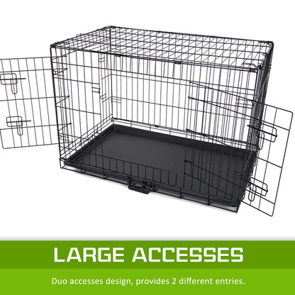 Wire Dog Cage Foldable Crate Kennel 30in with Tray + PINK Cover Combo - view 7