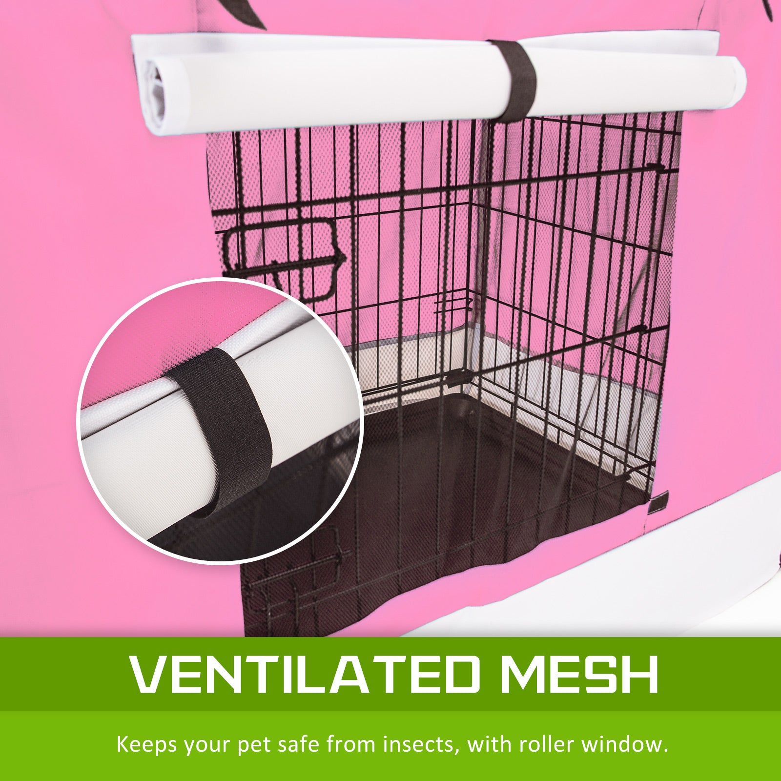 Wire Dog Cage Foldable Crate Kennel 30in with Tray + PINK Cover Combo - view 9