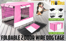 Wire Dog Cage Foldable Crate Kennel 42in with Tray + PINK Cover Combo - view 2