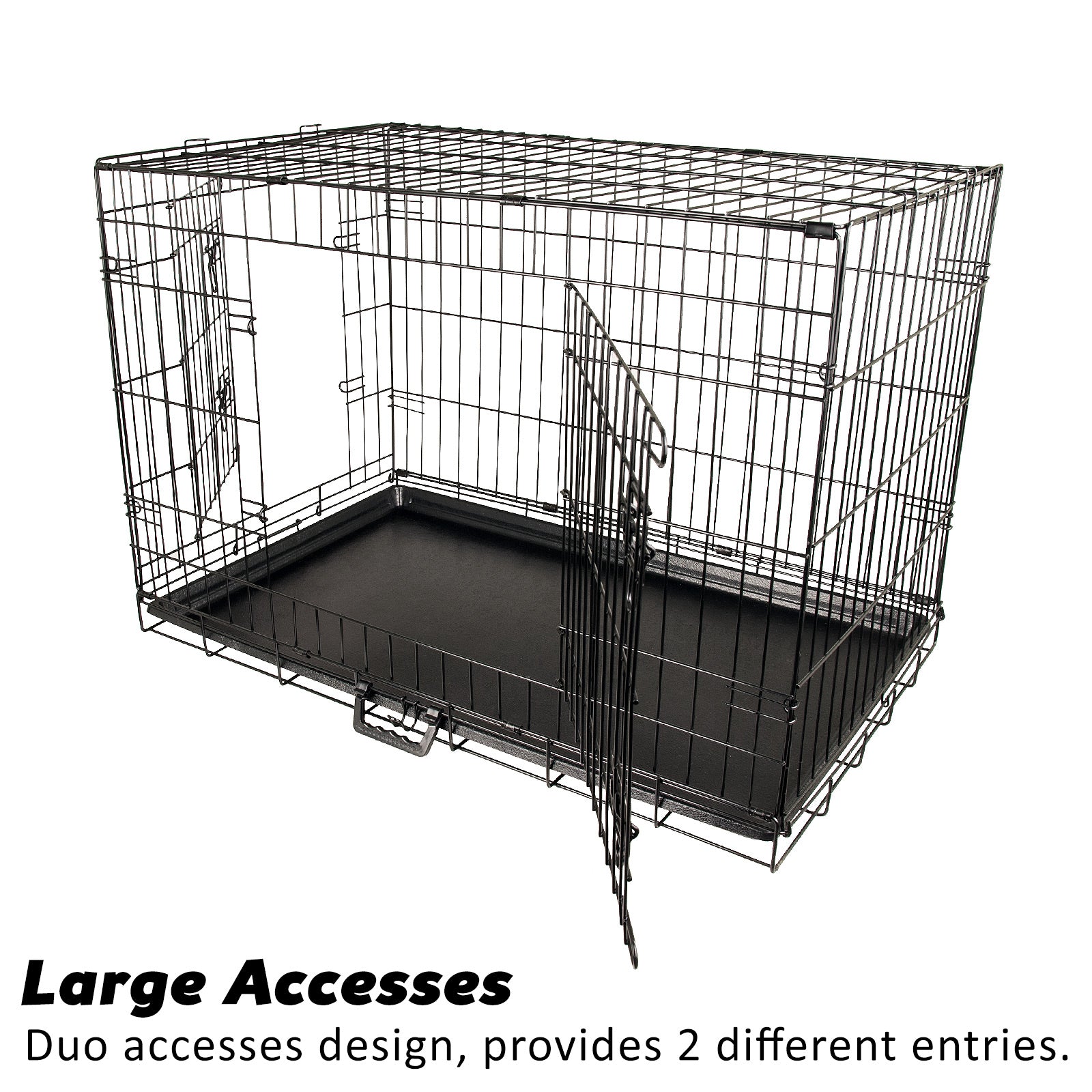 Wire Dog Cage Crate 30in with Tray + Cushion Mat + BLUE Cover Combo - view 6