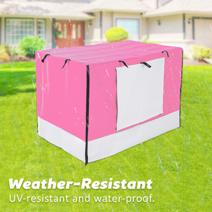 Wire Dog Cage Crate 30in with Tray + Cushion Mat + PINK Cover Combo - view 3