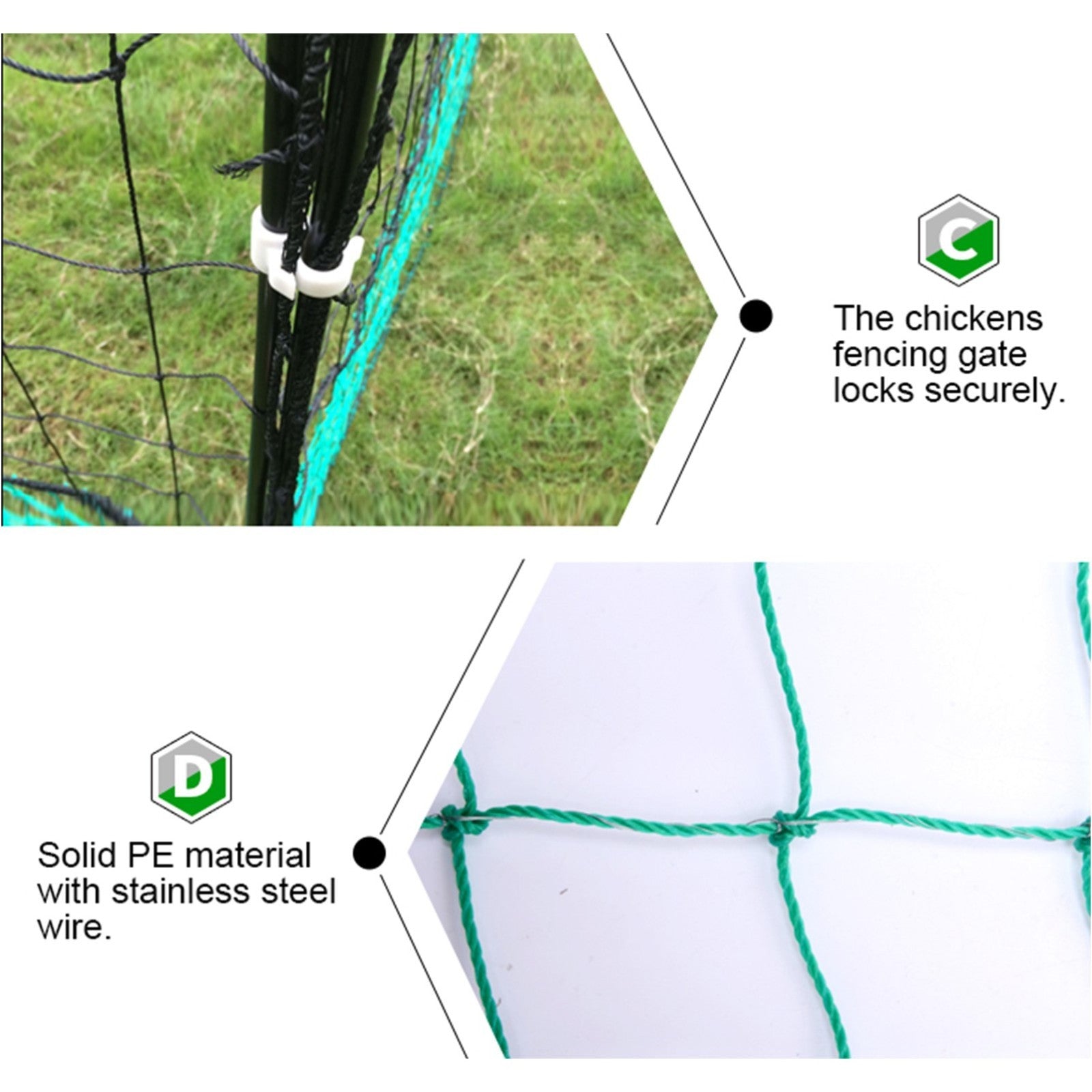 Electric Chicken Netting 60m x 115cm Green Double Prong Poultry Mesh Fence - view 6