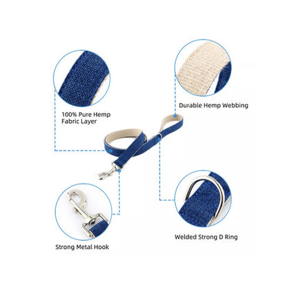 Natural Hemp & Cotton Dog Lead Leash (Ink Blue) - view 2