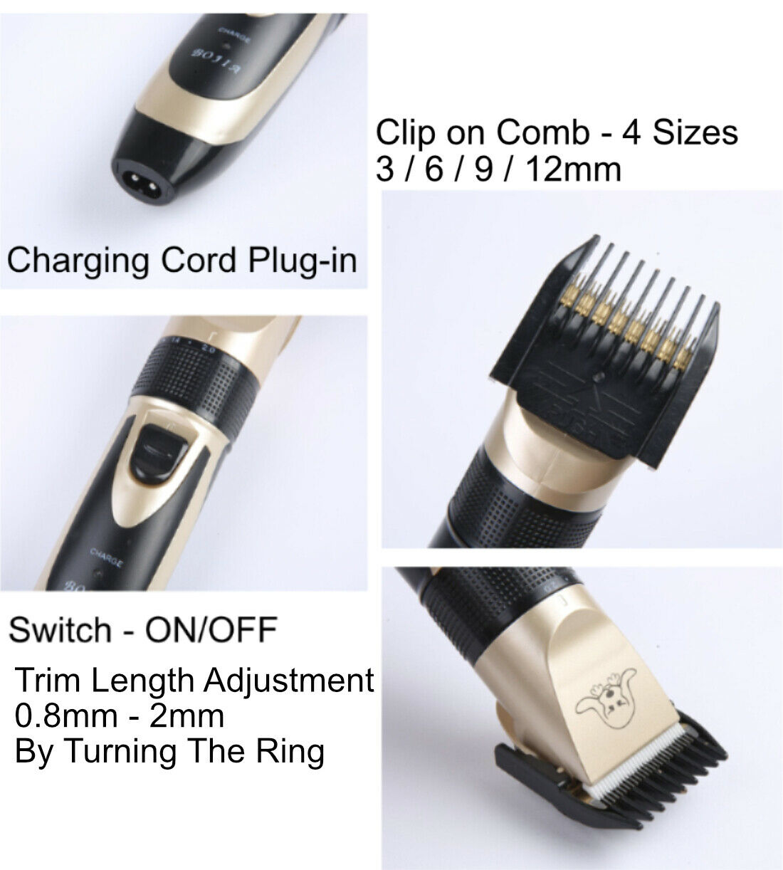 USB Charged pet shaver Cordless Clipper Pet Gromming Kit 4 Different Size Combs - view 4