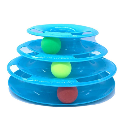 Funny Cat Toy Plastic Tower Interactive Track Ball Playing Game - Assorted Colours - view 3