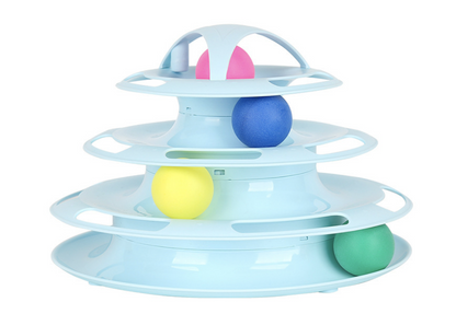 Funny Cat Toy Plastic Tower Interactive Track Ball Playing Game - Assorted Colours - view 4