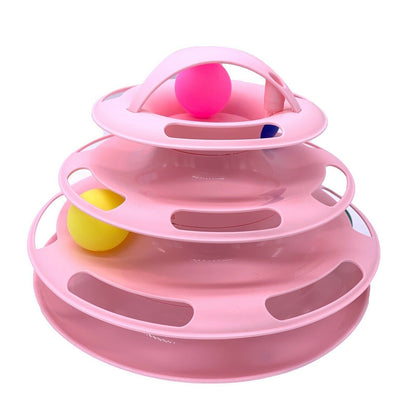 Funny Cat Toy Plastic Tower Interactive Track Ball Playing Game - Assorted Colours - view 5