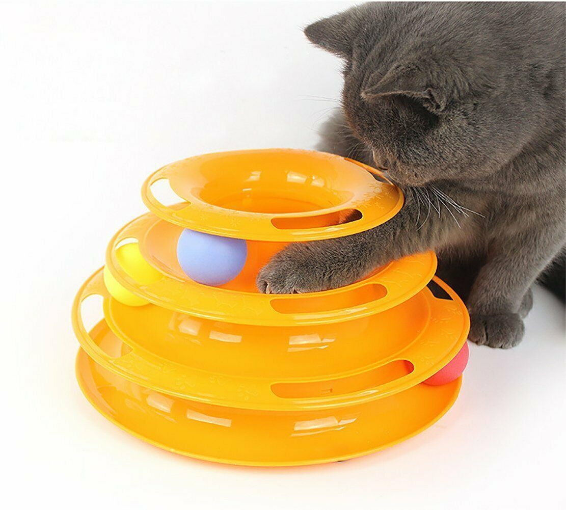 Funny Cat Toy Plastic Tower Interactive Track Ball Playing Game - Assorted Colours - view 8