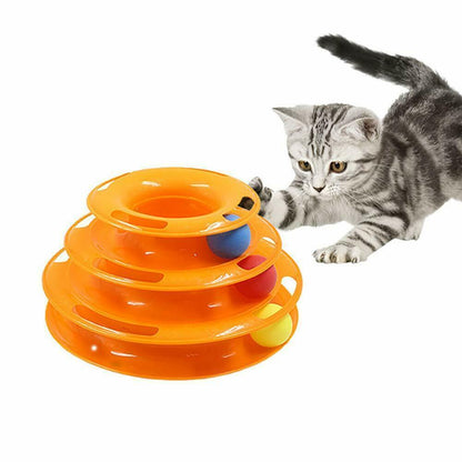 Funny Cat Toy Plastic Tower Interactive Track Ball Playing Game - Assorted Colours - view 10