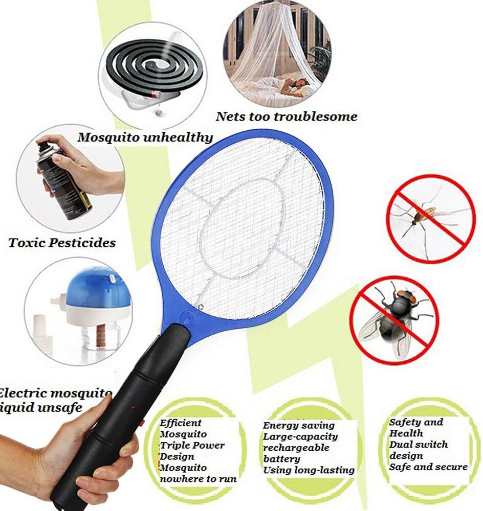 12x BUG ZAPPER RACKET Fly Mosquito Pest Swatter Net Racquet Electric Insect Killer - view 4