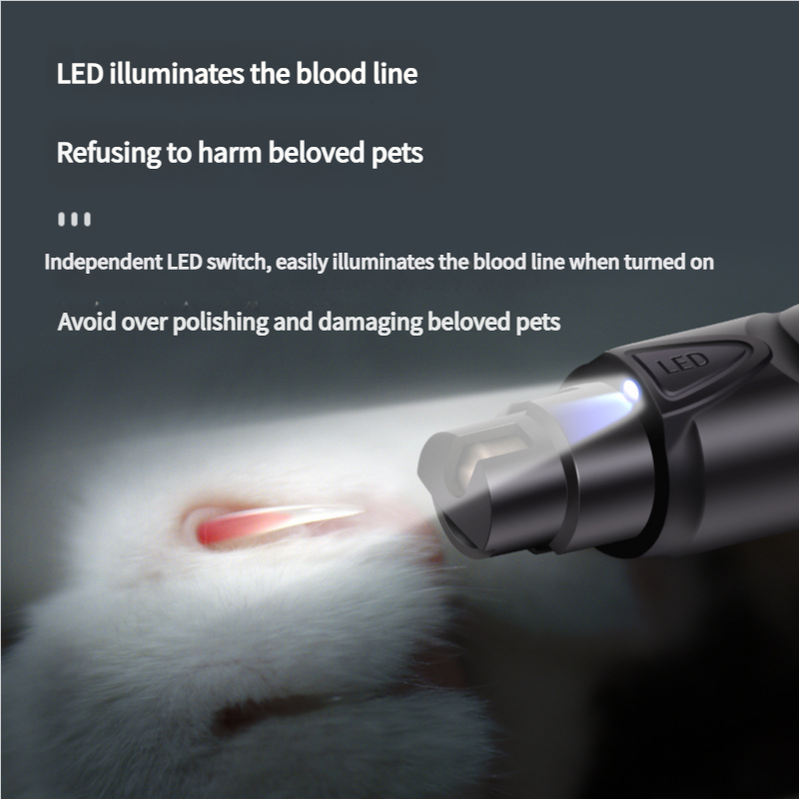 Dual-Speed Pet Nail Grinder with LED Light, USB Rechargeable, 5000-7500 RPM for Safe and Painless Grooming - view 3