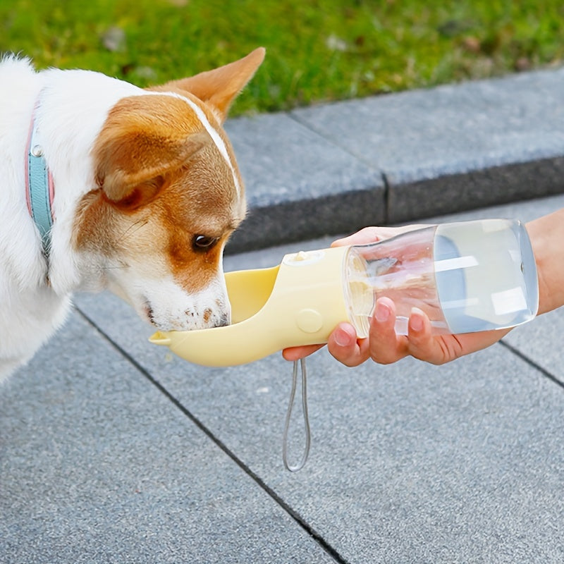 Portable Dog Water Bottle with Bowl Dispenser-500ml Yellow Pet Travel Cup, Leak-proof, One-Hand Operation - view 4