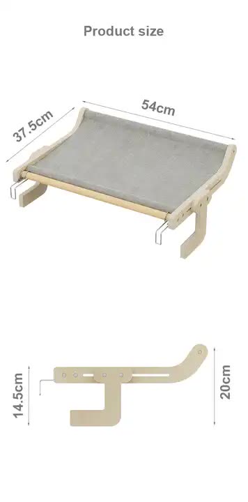 Wall-Mounted Cat Hammock Bed- Wooden Frame, Comfortable and Space-Saving Design for Pets - view 5