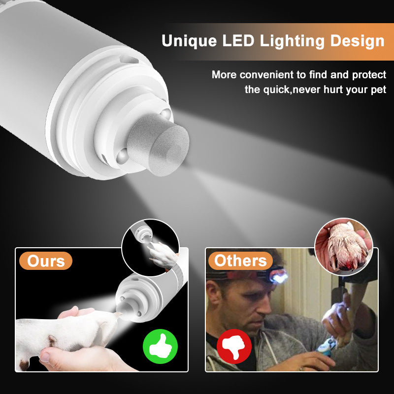 Rechargeable Pet Nail Grinder with Quiet Motor and LED Lights- USB Charging, Two-Speed Settings - view 5