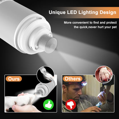 Rechargeable Pet Nail Grinder with Quiet Motor and LED Lights- USB Charging, Two-Speed Settings - view 5