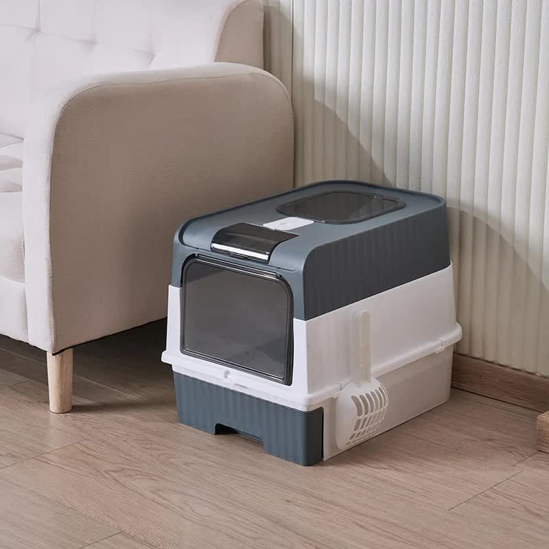 Large Enclosed Cat Litter Box with Drawer and Scoop - Odor Control, Removable Tray, Easy Clean Design - view 2