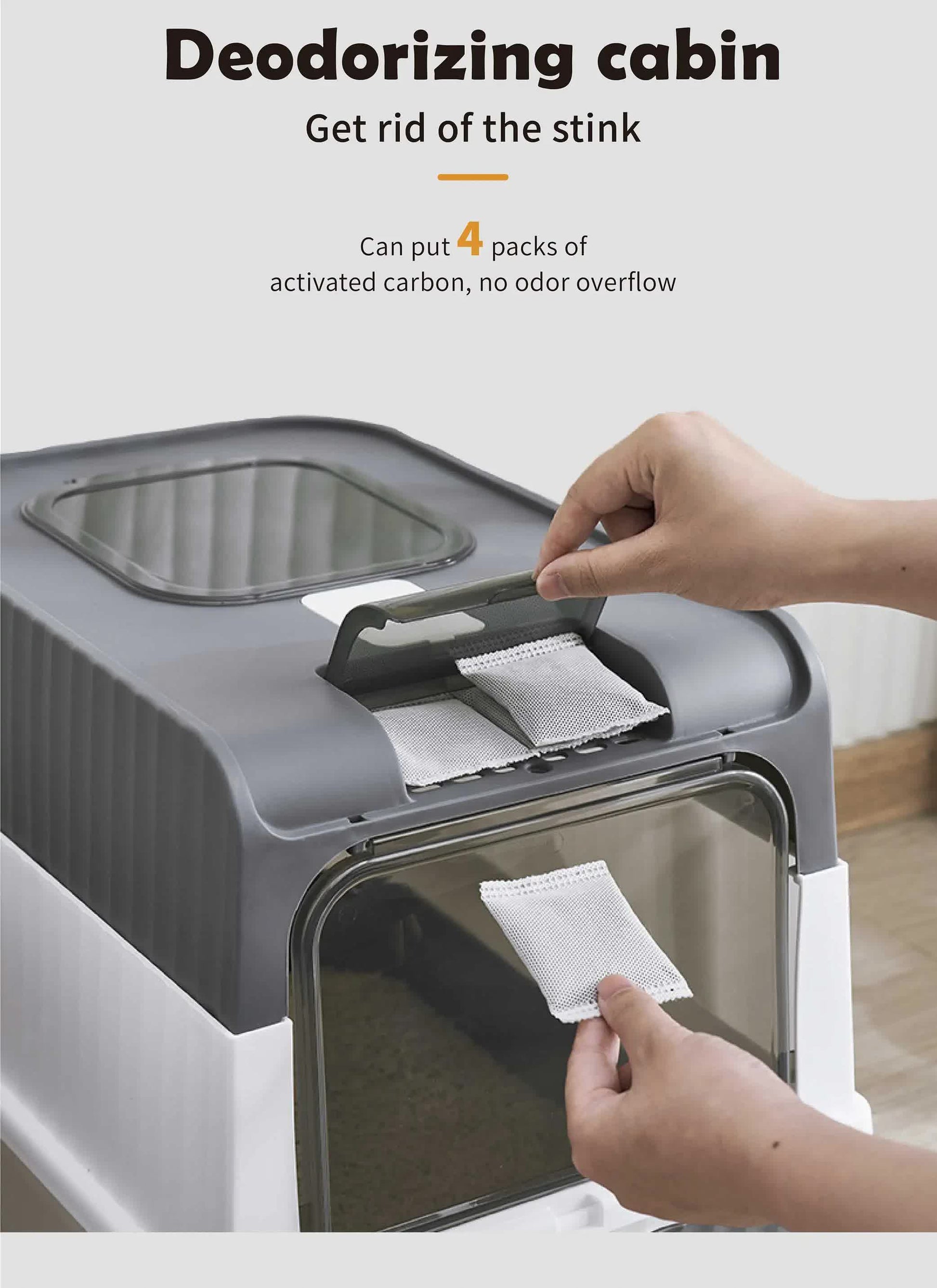Large Enclosed Cat Litter Box with Drawer and Scoop - Odor Control, Removable Tray, Easy Clean Design - view 3